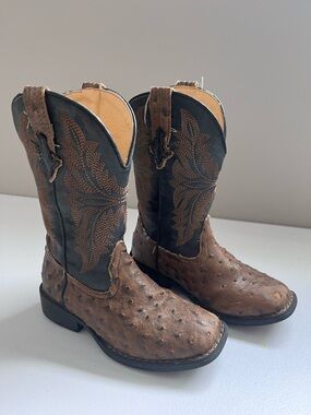 Kids Roper Western Brown Cowboy Boots Size 11